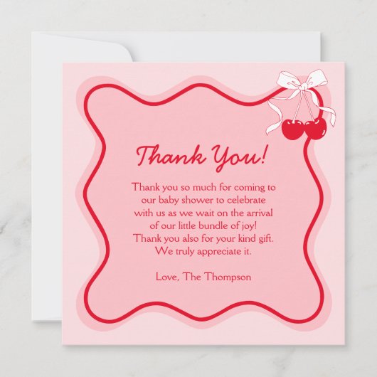 kersen-Baby shower Bedankkaart (Voorkant)