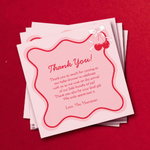 kersen-Baby shower Bedankkaart