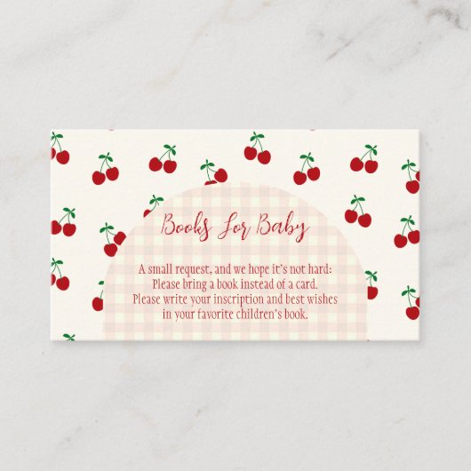 Kersen Baby shower Boeken voor Baby Informatiekaartje (Voorkant)