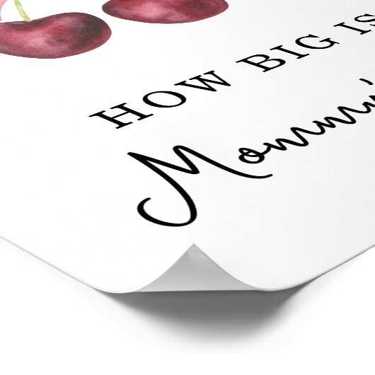 Kersen baby shower - Hoe groot is mama's buik Poster (Hoek)