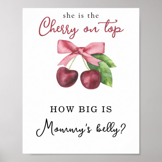 Kersen baby shower - Hoe groot is mama's buik Poster (Voorkant)