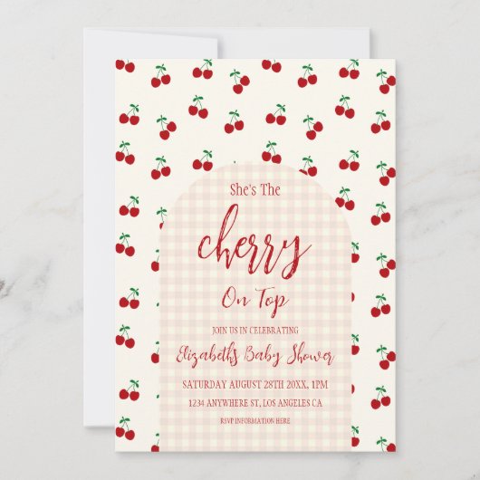 kersen-Baby shower Kaart (Voorkant)