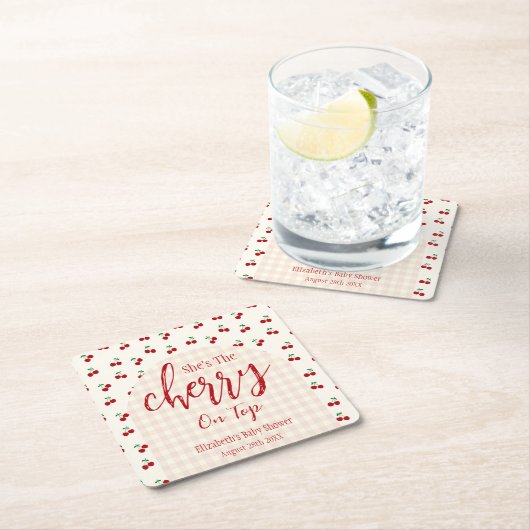 kersen-Baby shower Kartonnen Onderzetters (Insitu)