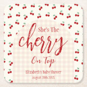 kersen-Baby shower Kartonnen Onderzetters (Voorkant)