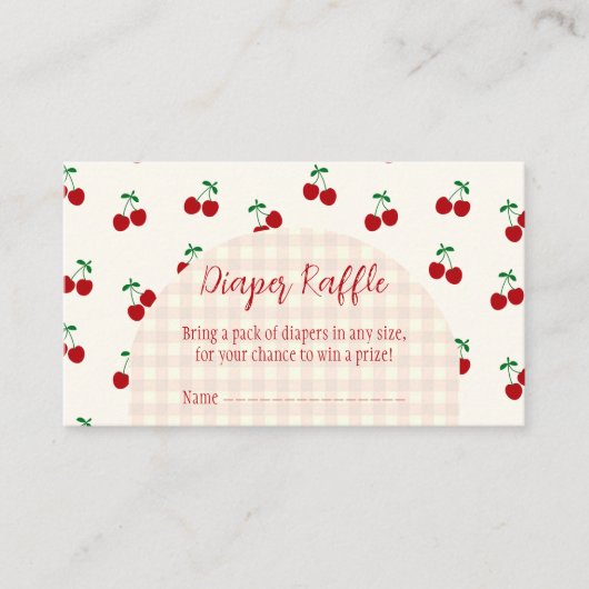 Kersen Baby shower Luier Raffle Informatiekaartje (Voorkant)