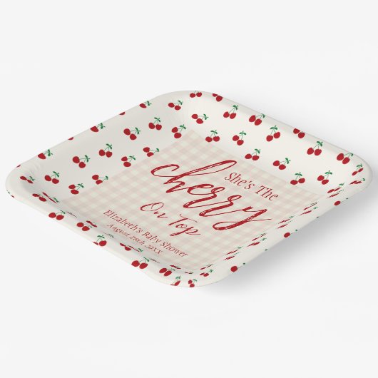 kersen-Baby shower Papieren Bordje (Gebogen)