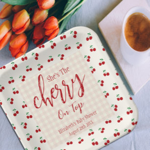 kersen-Baby shower Papieren Bordje