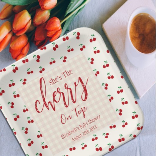 kersen-Baby shower Papieren Bordje