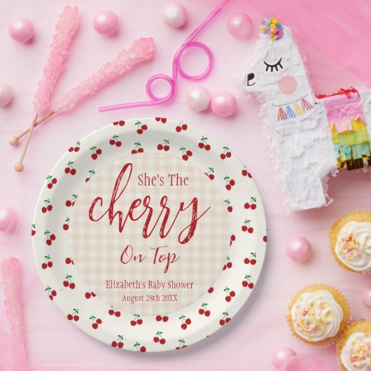 kersen-Baby shower Papieren Bordje (Feest)