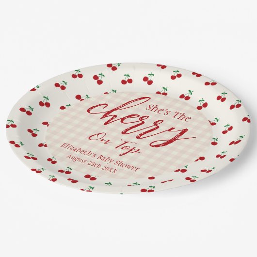 kersen-Baby shower Papieren Bordje (Gekanteld)