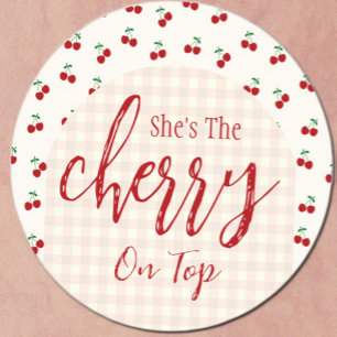 kersen-Baby shower Ronde Sticker