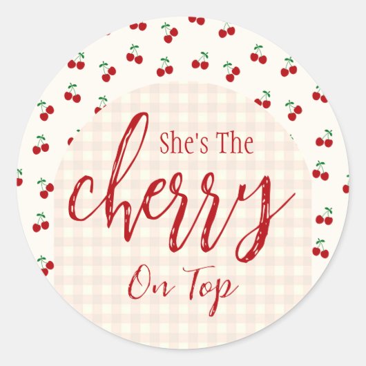 kersen-Baby shower Ronde Sticker (Voorkant)