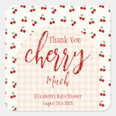 kersen-Baby shower Vierkante Sticker (Voorkant)