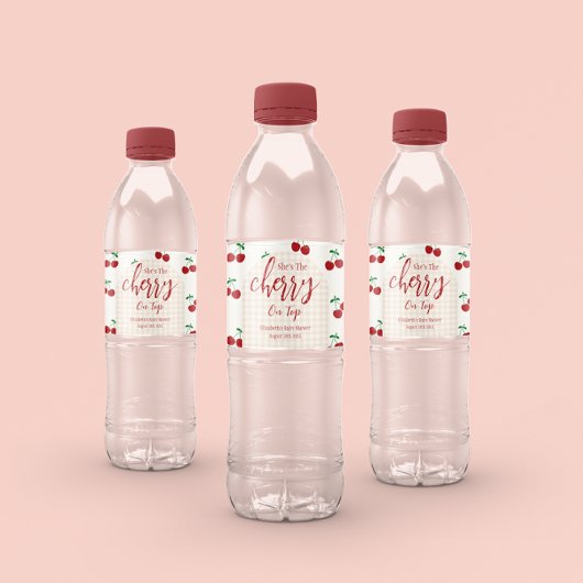 kersen-Baby shower Waterfles Etiket
