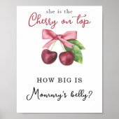 Kersen babyshower - Hoe groot is mama's buik Poster (Voorkant)