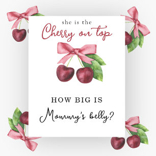 Kersen babyshower - Hoe groot is mama's buik Poster