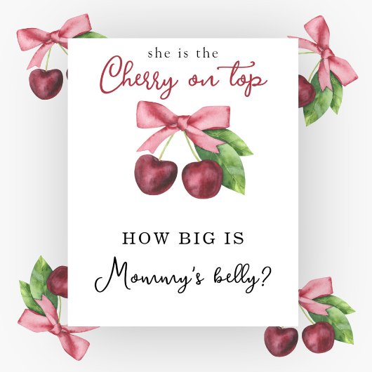 Kersen babyshower - Hoe groot is mama's buik Poster