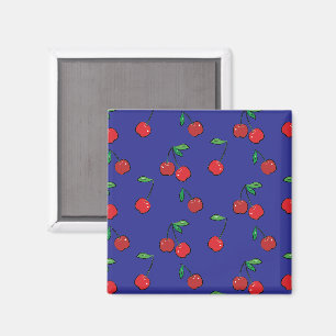 Kersen bessen rood patroon moderne retro blauw ple magneet