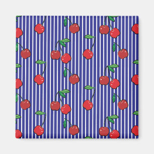 Kersen bessen rood patroon moderne retro blauw ple magneet