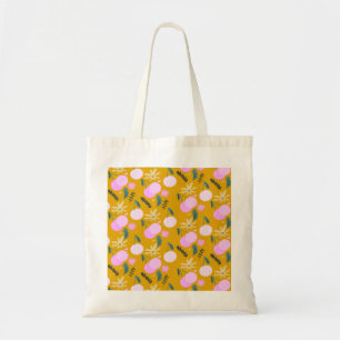 Kersen Bloemgroen Patroon Geel Roze Tote Bag