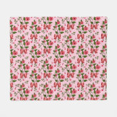 Kersen bloempatroon Gordijn Fleece Deken (Voorkant (Horizontaal))