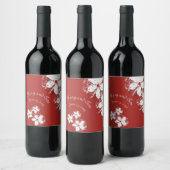 kersen bloesem poëzie rode witte elegant sakura wijn etiket (Flessen)