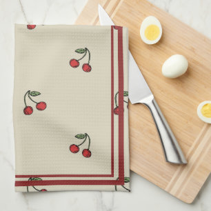 Kersen BOHO Keuken Cottage Kern Rode Zig-Zag Theedoek