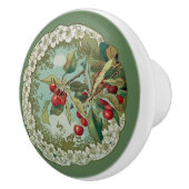 Kersen ~ Botanische vruchten ~ Achtergrondkleur~ Keramische Knop (Rechts)