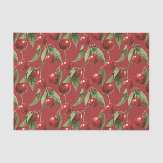 Kersen Cherry Red Pattern Tissuepapier (Voorkant)