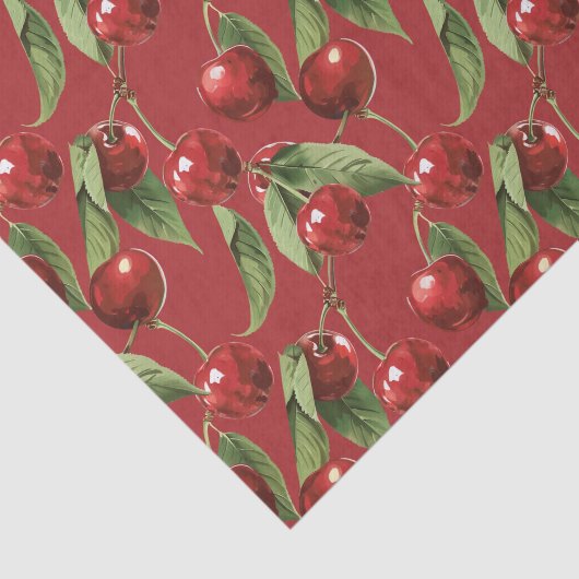 Kersen Cherry Red Pattern Tissuepapier (Detail)