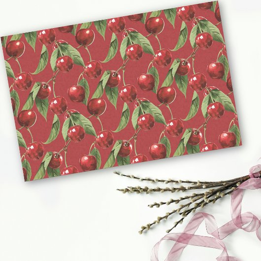 Kersen Cherry Red Pattern Tissuepapier