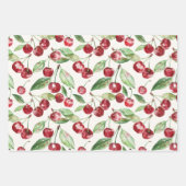Kersen Cherry Rood Roze Wit Patroon Inpakpapier Vel (Voorkant 3)