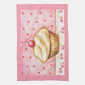 Kersen Cupcake Keukenhanddoek (Verticaal)