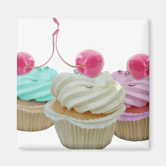 Kersen cupcakes magneet (Voorkant)