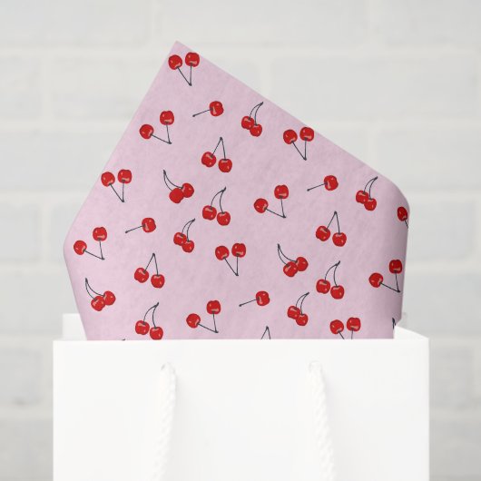 Kersen Decoupage Papier, Zomerfruit Tissuepapier (Cadeauzakje)