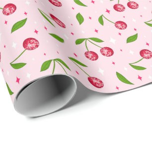 Kersen Disco Bal Patroon Cadeaupapier