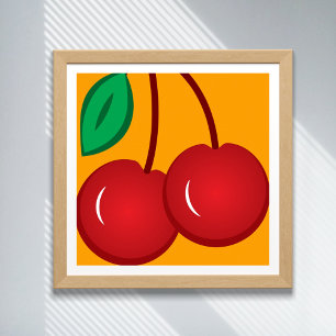 Kersen Eenvoudig Rood Sinaasappel Modern Fruit Ill Poster