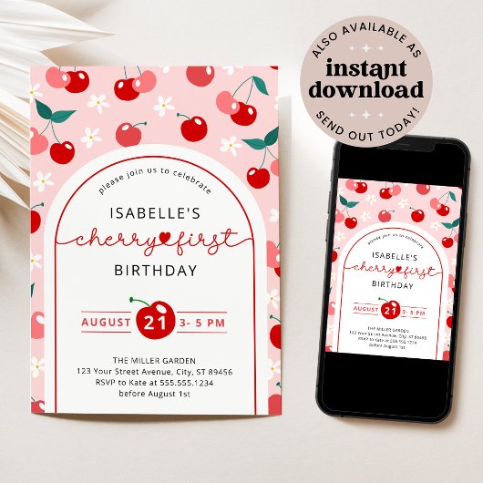 Kersen eerste verjaardag 1e verjaardag kaart