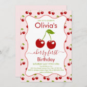 Kersen Eerste Verjaardag Kersen 1e Verjaardag Kaart (Voorkant / Achterkant)