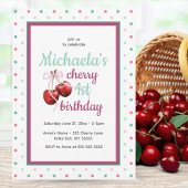 Kersen Eerste Verjaardag Polka Dot Theme Kaart