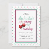 Kersen Eerste Verjaardag Polka Dot Theme Kaart (Voorkant)