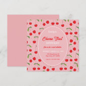 KERSEN Eerste Verjaardagsfeest Uitnodiging (Voorkant / Achterkant)