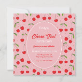 KERSEN Eerste Verjaardagsfeest Uitnodiging (Voorkant)