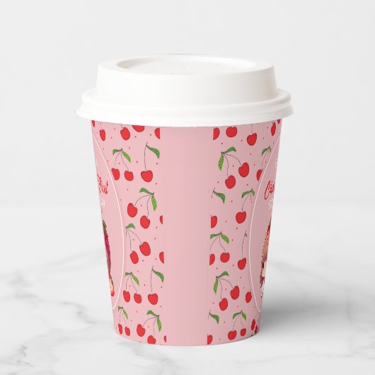 KERSEN Eerste Verjaardagsfeest Uitnodiging Papieren Bekers (Links)