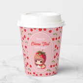 KERSEN Eerste Verjaardagsfeest Uitnodiging Papieren Bekers (Voorkant)