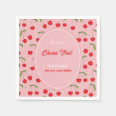 KERSEN Eerste Verjaardagsfeest Uitnodiging Servet (Voorkant)