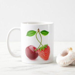 Kersen en aardbei samen koffiemok