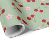 Kersen en bloemen cadeaupapier (Rol Hoek)