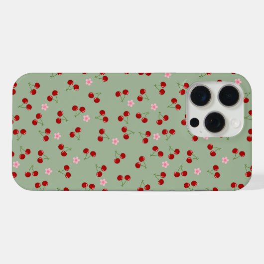 Kersen en bloemen iPhone hoesje (Achterkant horizontaal)