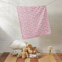Kersen en bloemen Motief Roze Baby Deken